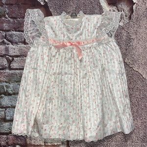 Vintage 80's 90’s Nannette Girls White Floral Dress Size 4 Toddler
